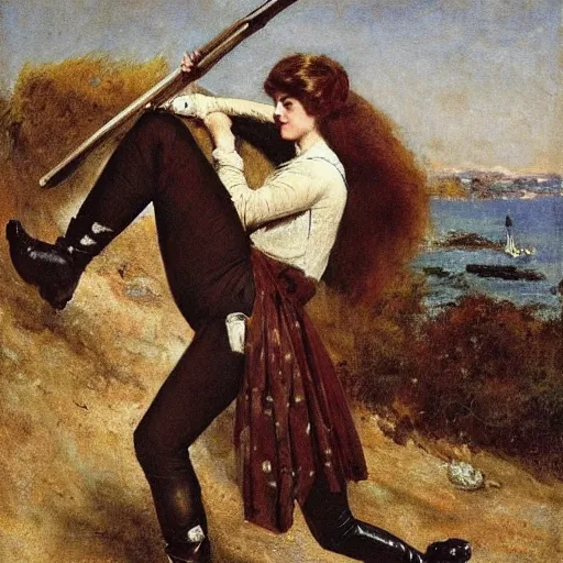 Image similar to action heroine by alfred stevens