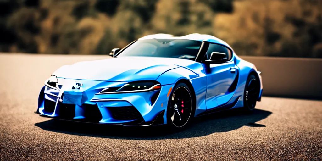 Image similar to Hot Wheels, 2022 toyota supra, cinematic, 8k, depth of field, bokeh.