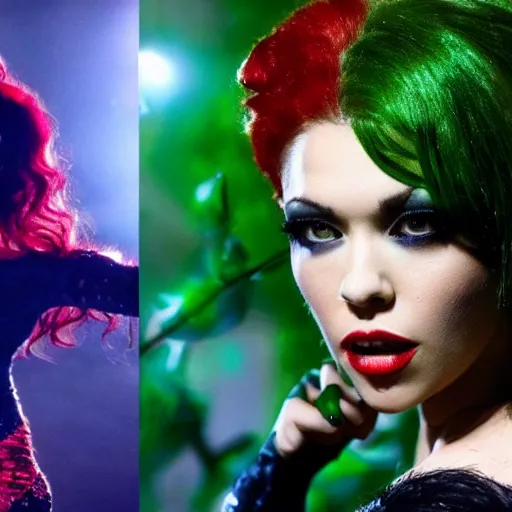 Prompt: stunning awe inspiring meagan fox as poison ivy, movie still 8 k hdr atmospheric lighting