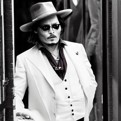 Prompt: johnny depp as a mob boss
