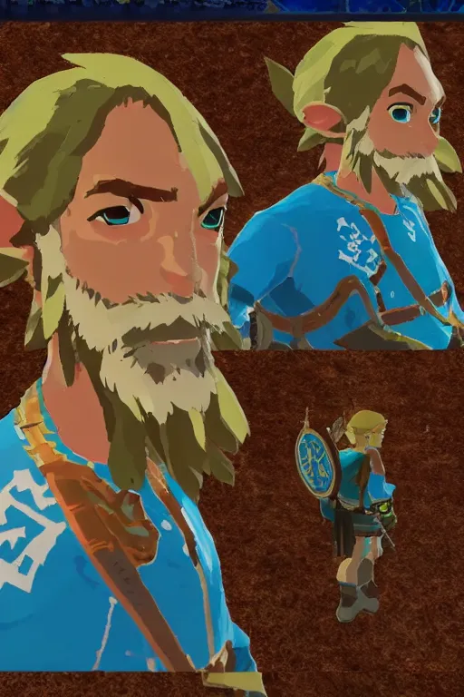 Image similar to in game footage of the oldest man ever from the legend of zelda breath of the wild, breath of the wild art style.