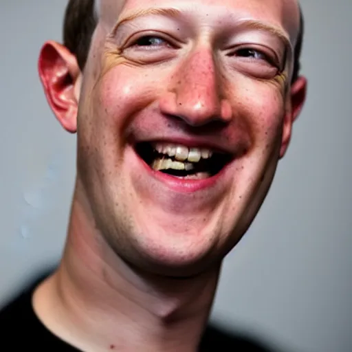Image similar to Photography of Bald Smiling Mark Zuckerberg