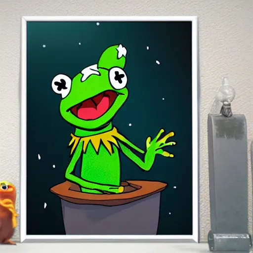 Prompt: Kermit the frog space overlord