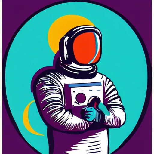 Prompt: futurism pop art of an astronaut, screen print