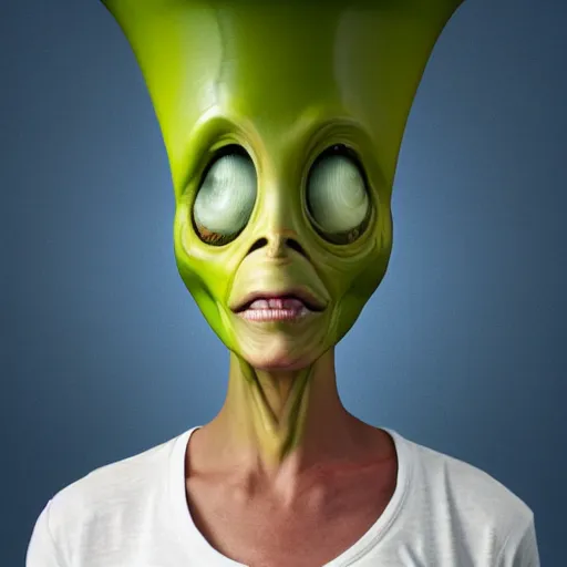 Prompt: an alien with a head that resembles a lampshade and stalk eyes studio photo detailed, nice lighting