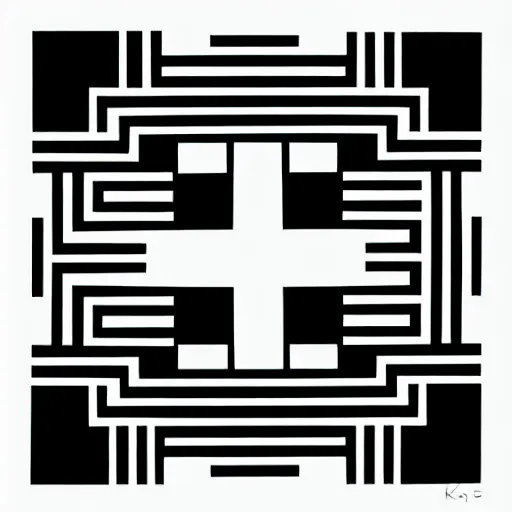 Prompt: minimal symbol by karl gerstner, black and white monochrome, centered, symetrical, bordered