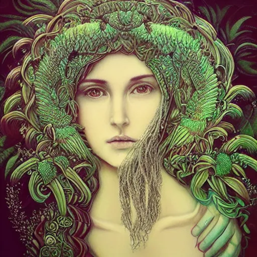 Image similar to “ the birth of the goddess of the lake, fantasy, leesha hannigan, intricate, highly detailed face, forest ”
