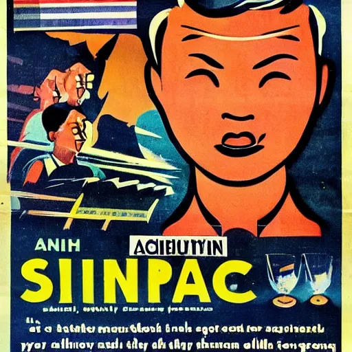 Image similar to A 1950s Singaporean propaganda poster