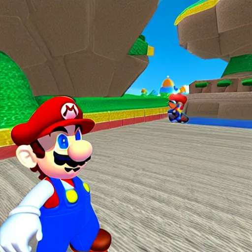 Image similar to VR screenshot of Super Mario 64