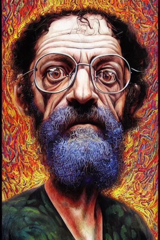 Prompt: an artistic joe jusko portrait of terence mckenna, renaissance themed