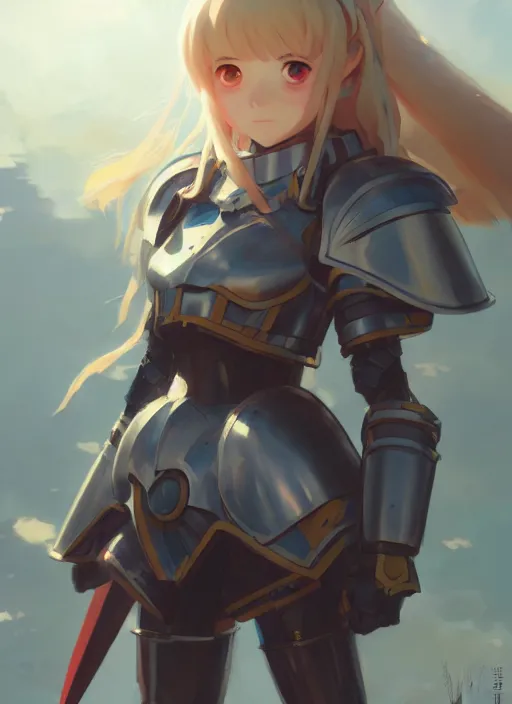 Prompt: portrait of cute girl in armor, warhammer 4 0 0 0 0, illustration concept art anime key visual trending pixiv fanbox by wlop and greg rutkowski and makoto shinkai and studio ghibli