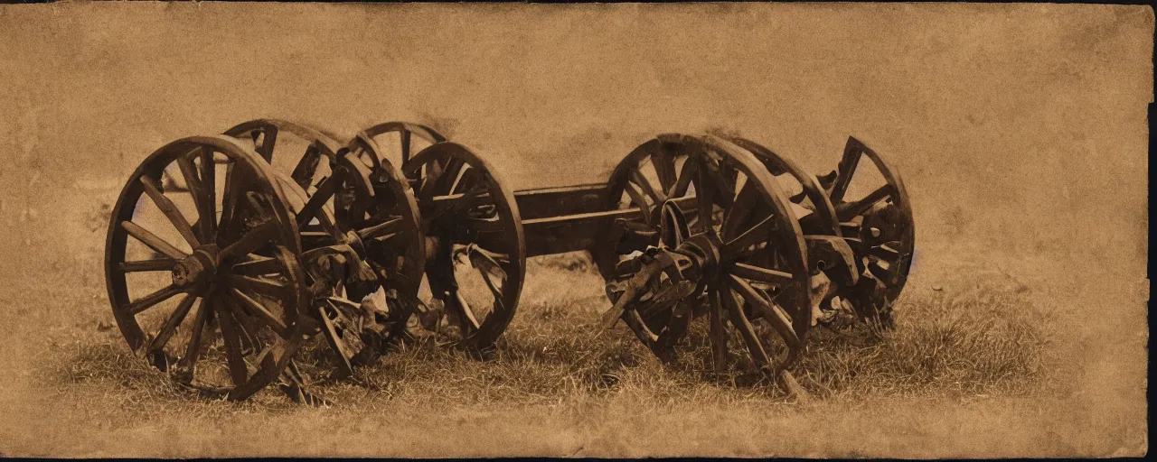 Prompt: 6 - pounder cannon made out of spaghetti, american civil war, tintype, small details, intricate, 5 0 mm, cinematic lighting, photography, wes anderson, film, kodachrome