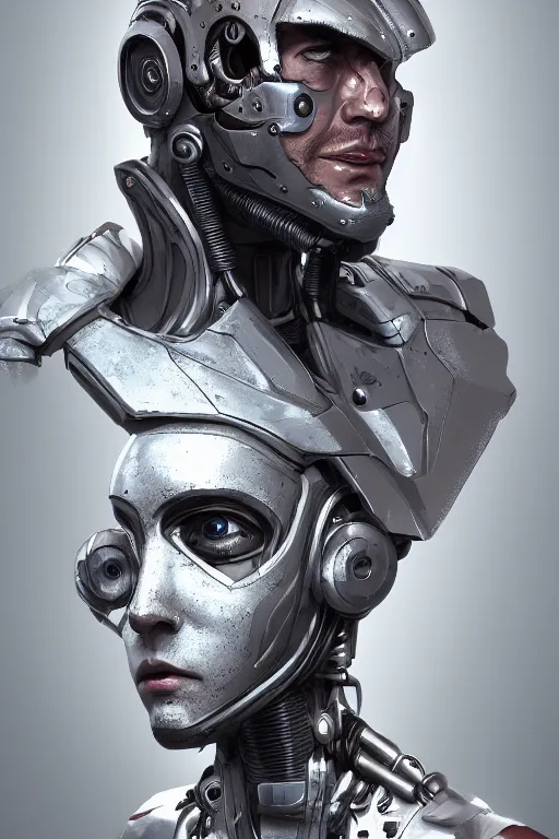 Prompt: a portrait of a faceless cyborg with a hood and mechanical part by Mars Chris, highly detailed, trending on artstation