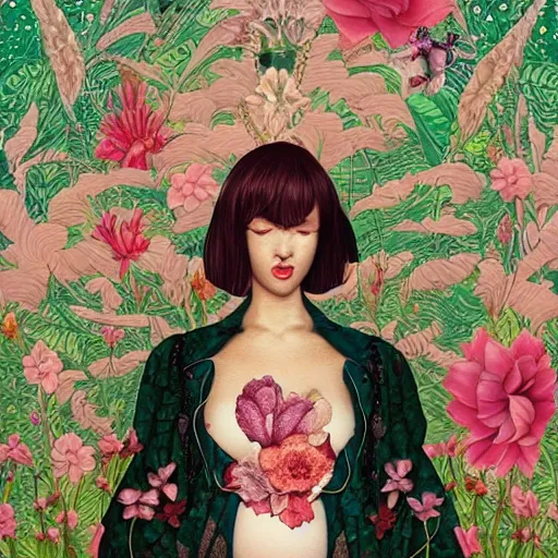 Prompt: pretty pregnant model with botanical : : by martine johanna and simon stalenhag and chie yoshii and casey weldon and wlop : : ornate, dynamic, particulate, rich colors, intricate, elegant, highly detailed, vogue, harper's bazaar art, fashion magazine, smooth, sharp focus, 8 k, octane render