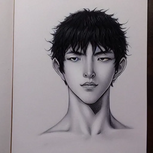 Image similar to a stunning realistic portrait by Kentaro miura