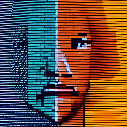 Image similar to portrait of man made of tv glitch