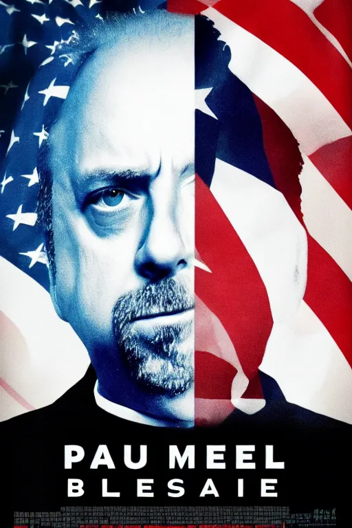 Image similar to minimal movie poster, paul giamatti is united states president joe biden, solid colors, cinematic