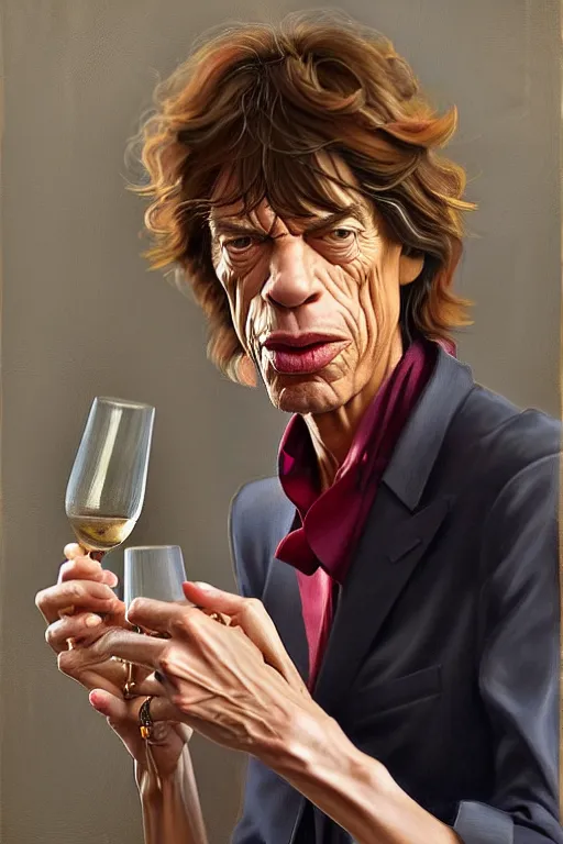 Image similar to mick jagger working in a winery, animation pixar style, by magali villeneuve, artgerm, jeremy lipkin and michael garmash, rob rey and kentaro miura style, golden ratio, trending on art station