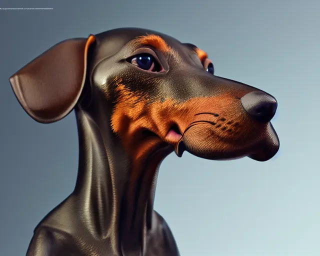 Image similar to dachshund robot, portrait, head, mechanical, machine, octane render, concept art, sharp focus, hyper - realistic, intricate, detailed, eduard pronin, luka mivsek, ruan jia