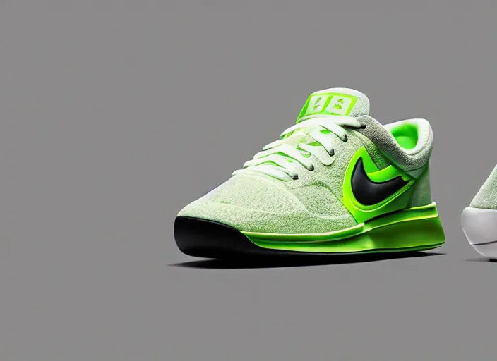 Prompt: product still of Yoda signature Nikes, 85mm f1.8