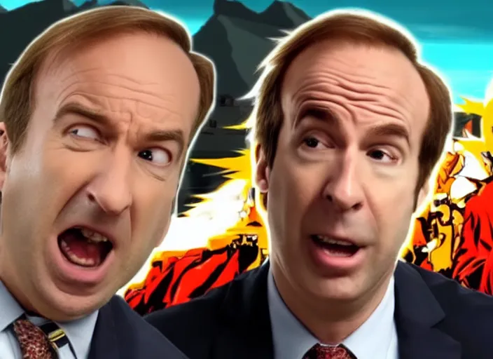 Image similar to youtube thumbnail saul goodman reacting to naruto