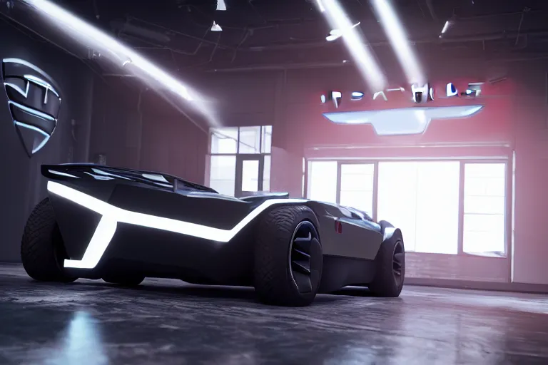 Image similar to cyberpunk tesla cybertruck concept inspired sports car, futuristic look, highly detailed body, very expensive, photorealistic camera shot, bright studio setting, studio lighting, crisp quality and light reflections, unreal engine 5 quality render