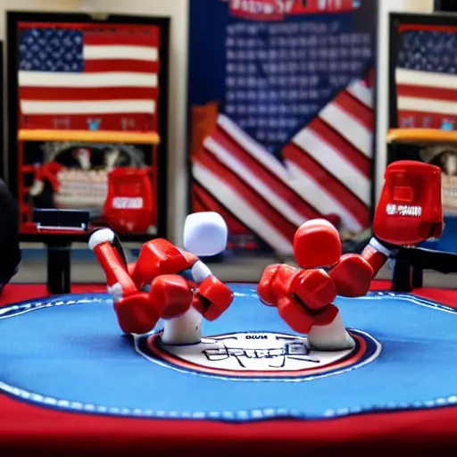 Prompt: rock'em sock'em robots with biden and trump