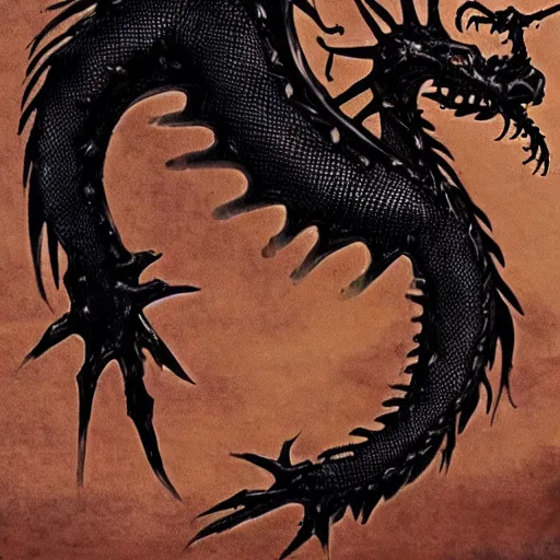 Image similar to oiled black baby dragon by tim burton