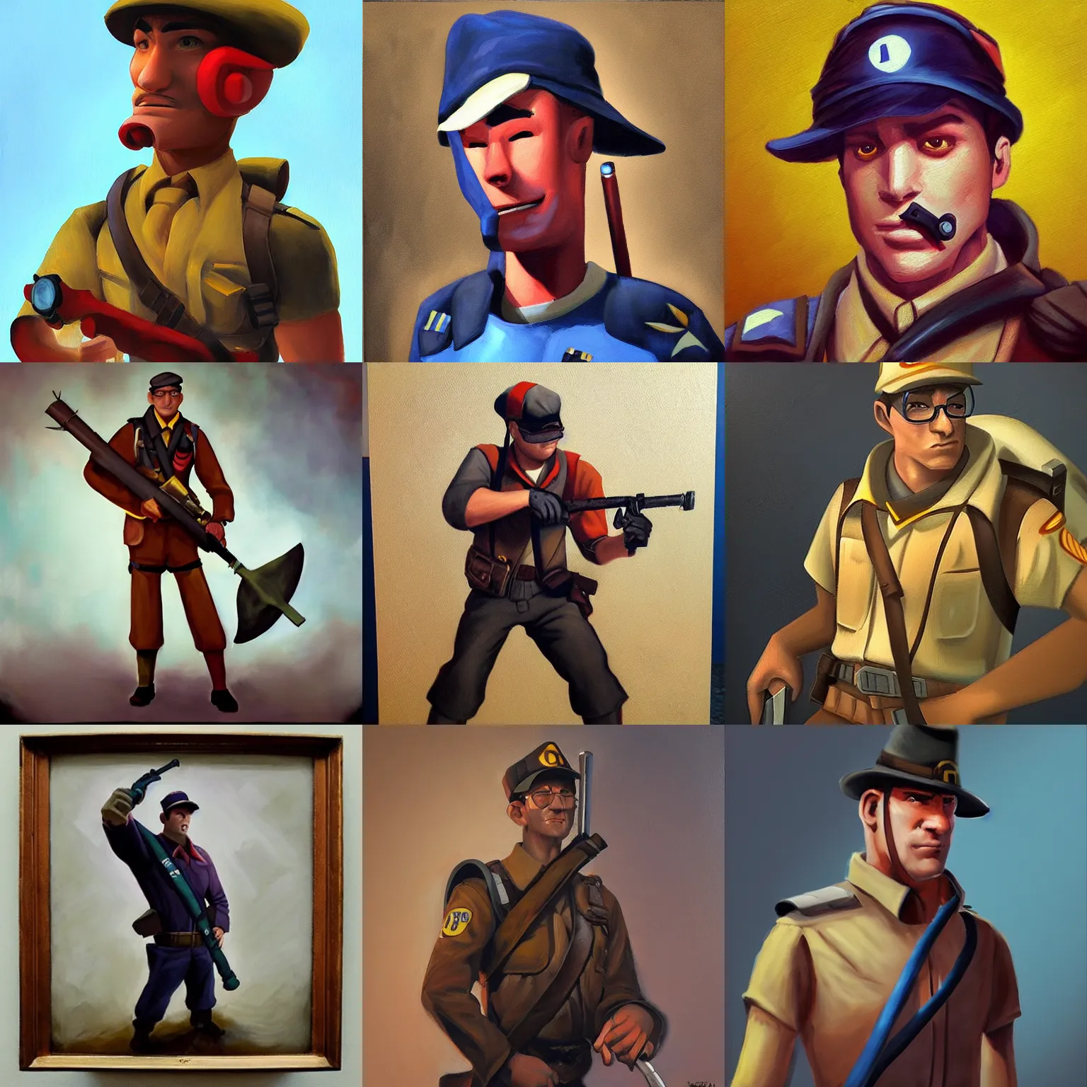 Prompt: “The Scout from Team Fortress 2, detailed, dramatic, oil painting, award winning”