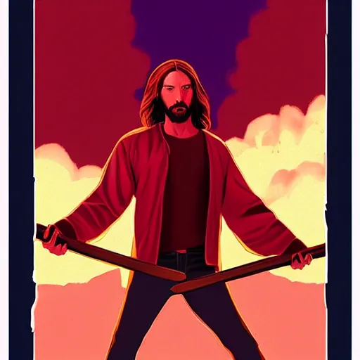 Image similar to Jesus Christ as buffy the vampire slayer, dramatic lighting, concept art, soft focus, award winning, illustration by  John Romita Jr.