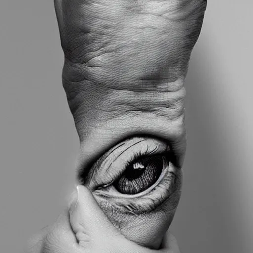 Image similar to “a realistic hand holding an eye, 8k, Michelangelo, trending on artstation”