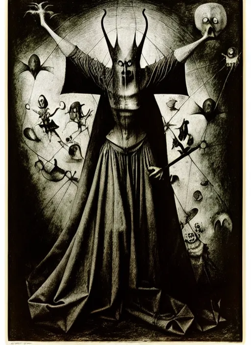 Image similar to photograph of mephistopheles by hieronymus bosch, joel peter witkin, misha gordin, gustave dore, matte painting