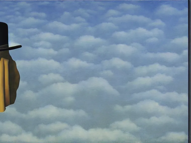 Prompt: invisible man, painting by rene magritte, high detail, high resolution