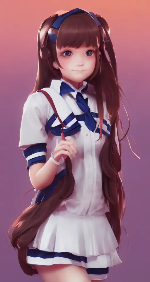 Prompt: School girl in seifuku uniform, hyperdetailed, artstation, cgsociety, golden hour 8k