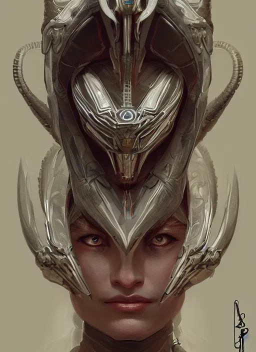 Image similar to symmetry!! portrait of snake alien in the style of horizon zero dawn, machine face, intricate, elegant, highly detailed, digital painting, artstation, concept art, smooth, sharp focus, illustration, art by artgerm and greg rutkowski and alphonse mucha, 8 k