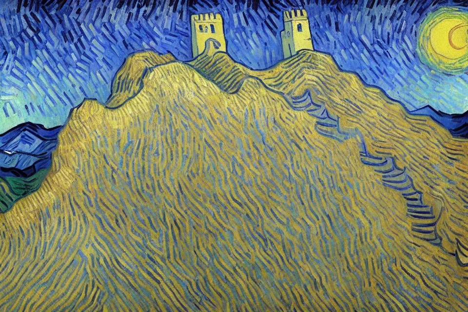 Prompt: the great wall, van gogh.