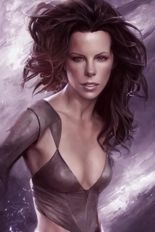 Image similar to kate beckinsdale as a heroine, digital painting, artstation, concept art, smooth, sharp focus, illustration, art by artgerm and donato giancola and Joseph Christian Leyendecker, Ross Tran, WLOP