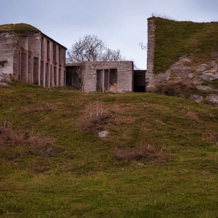 Prompt: a building in a landscape, unusual