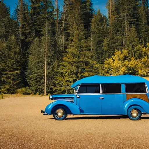 Image similar to photo of a 1 9 3 6 chrysler airstream parked at a lake