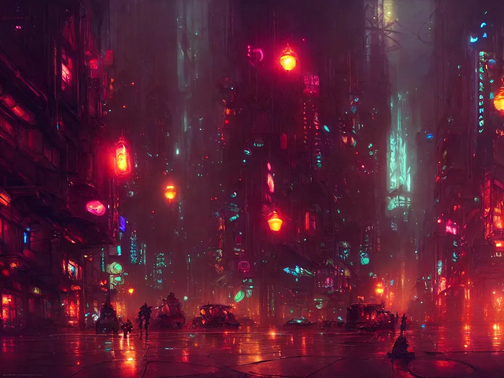 Image similar to neon city by night street view, fantasy, ultra realistic, concept art, highly detailed by greg rutkowski, gaston bussiere, craig mullins, simon bisley, eddie mendoza