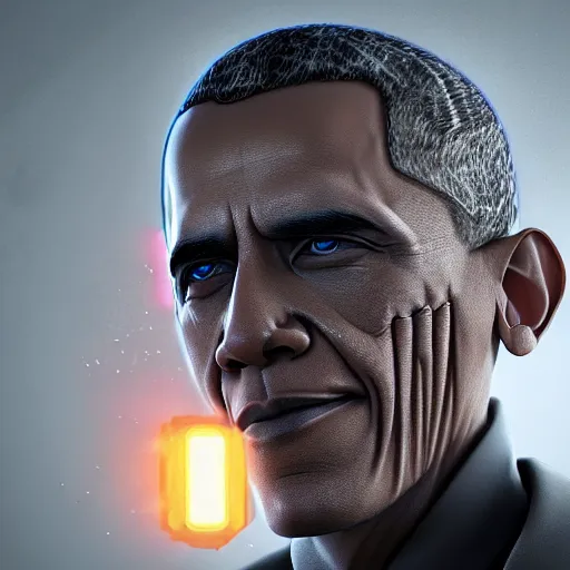 Prompt: Obama, Half Machine Half man, The One Who defies the Cold, 3D Concept Render, trending on cgsociety