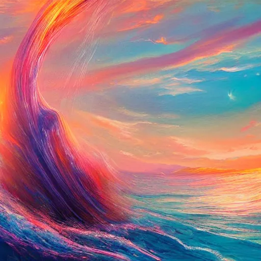 Image similar to hypnotic sea goddess, beautiful composition, wide angle, colorful, cinematic, volumetric lighting, intricate details painting