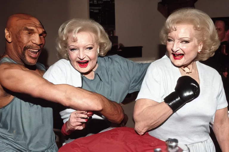 Prompt: betty white boxing mike tyson