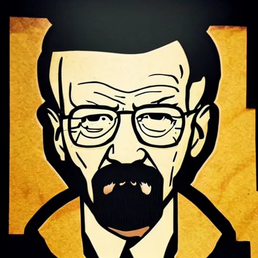 Image similar to portrait of walter white in don't starve, cupboard cutout art, 4 k, highly detailed, epic lighting