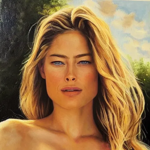 Image similar to a beautiful oil painting of Doutzen Kroes