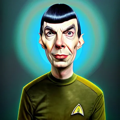 Prompt: Portrait of Sheldon cooper as Spock Funny cartoonish by Gediminas Pranckevicius H 704