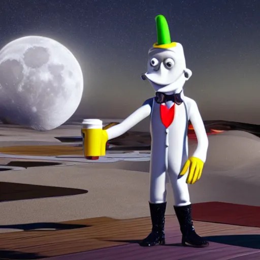 Image similar to moonman mac tonight, mcdonalds commercial, realistic, hdr, hdd, 8 k,