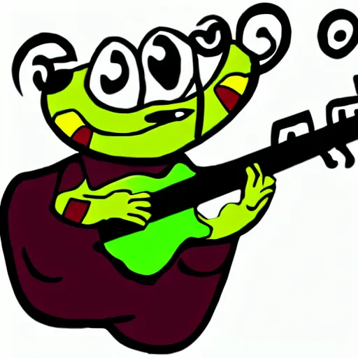 Prompt: salamander playing guitar, rubber hose animation style, cup head style