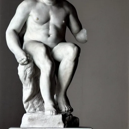 Image similar to andy richter, by auguste rodin, marble