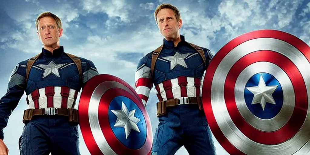Prompt: “A still of Tony Hawk as Captain America in Marvel’s Avengers”